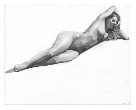 Steven Assael, Reclining Figure Resting on Arm, 2013, graphite on paper, 11 x 14 inches