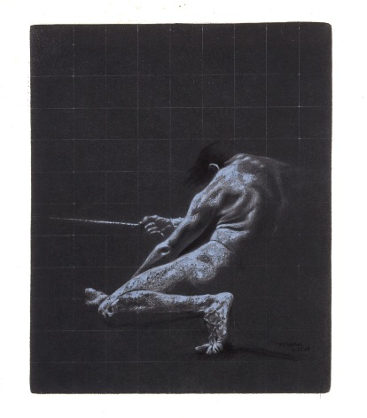 Craig McPherson, Study for Titans (Rope), 2004, pastel on prepared paper, 13 11/16 x 11 1/16 inches