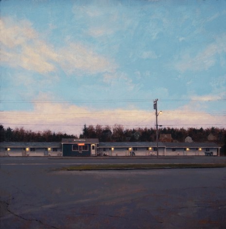 Linden Frederick, Seagull Motel (SOLD), 2007, oil on panel, 12 1/4 x 12 1/4 inches