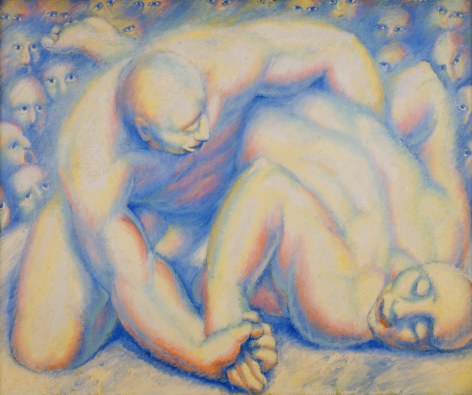 hugo robus, The Wrestlers, 1916, oil on canvas, 26 x 32 inches
