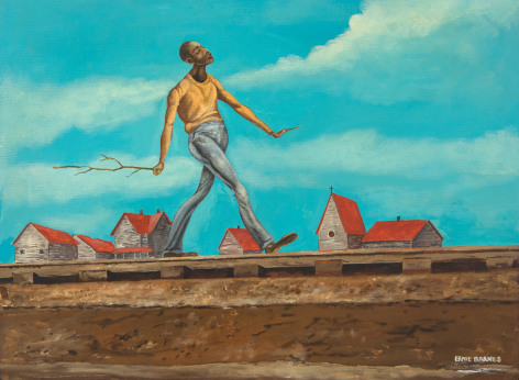 Ernie Barnes No Time for Church, 1972 acrylic on canvas 18 x 24 inches