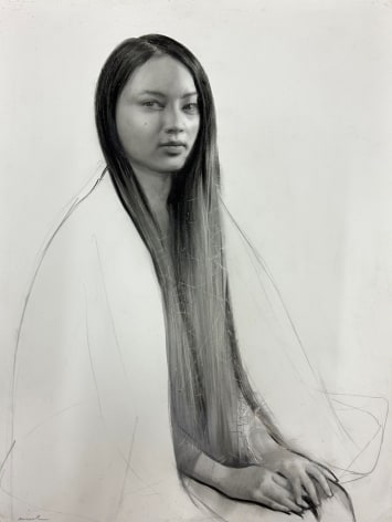 Steven Assael, Junyi, 2019, graphite and crayon on paper, 14 7/8 x 11 1/8 inches