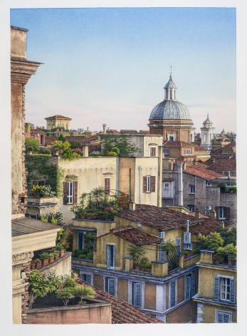 Frederick Brosen, Rome Rooftops, 2015, watercolor and graphite on paper, 33 x 24 inches (image)