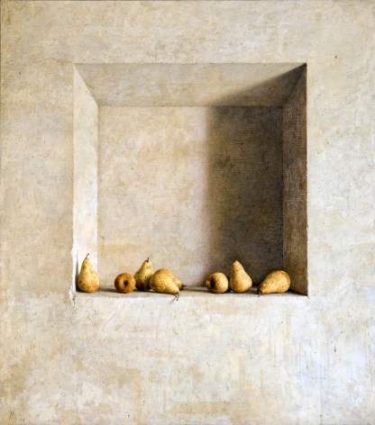 guillermo munoz vera, Peras Amarillas, 1996, oil on canvas mounted on wood, 54 3/8 x 48 inches