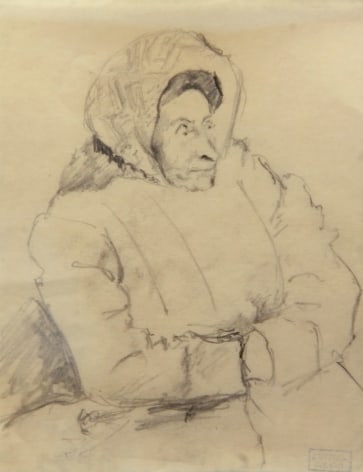 Joseph Stella, Portrait of an Older Woman, nd, pencil on paper, 5 1/8 x 4 inches