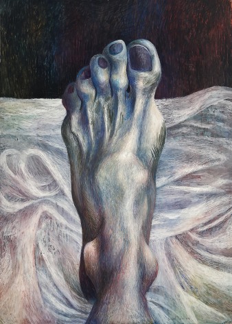 Bernard Perlin The Artist's Foot I (Study for &quot;The Leg&quot;), 1946 tempera on panel 20 1/4 x 14 3/8 inches