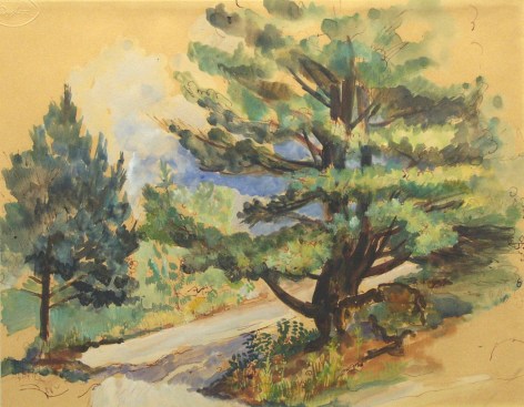 Bernard Karfiol, Maine Pines, 1945, watercolor on paper, 10 1/2 x 13 1/2 inches