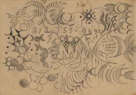 Charles Burchfield Untitled (Doodle: 212-753-4694), c.1950 pencil on paper 3 7/8 x 5 1/2 inches