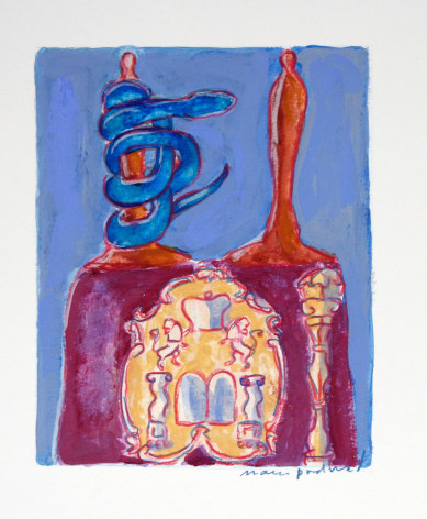 Mark Podwal, Good and Evil, 2008, acrylic, gouache &amp; colored pencil on paper, 7 1/2 x 5 3/4 inches