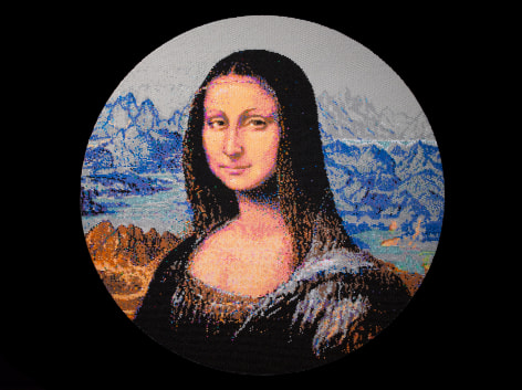 david mach, Mona Lisa, 2013, pushpins, 39 1/4 inches diameter