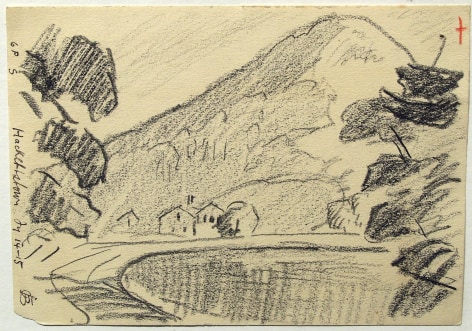 Oscar Bluemner, Hacketstown, Shovley Mountain, 1915, charcoal on paper, 4 7/8 x 7 inches