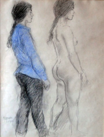 Raphael Soyer, Study: Figure Nude and Clothed, c. 1970, watercolor over pencil on paper, 13 1/2 x 10 1/4 inches