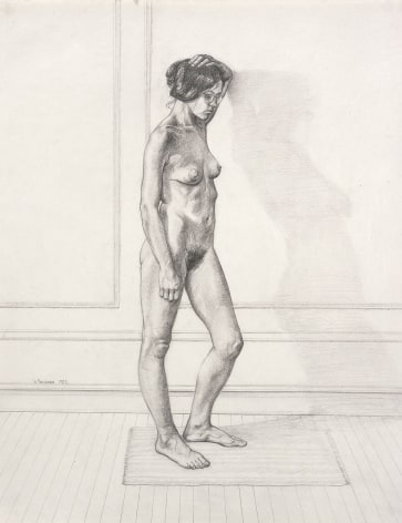 William Beckman, Study for &quot;Diana #1&quot;, facing right, 1972, pencil on paper, 23 x 18 inches