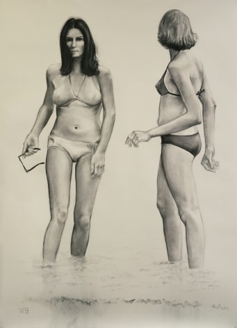 William Beckman, Bathers, 2018, charcoal on paper, 98 3/4 x 72 inches