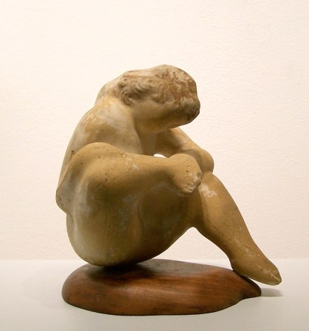elie nadelman, Female Figure Examining Foot, c. 1930 - 1935, ceramic on wood base, 7 x 6 x 5 1/2 inches