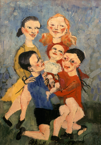 philip evergood, Happy Children (SOLD), 1946, oil on panel, 30 x 21 inches