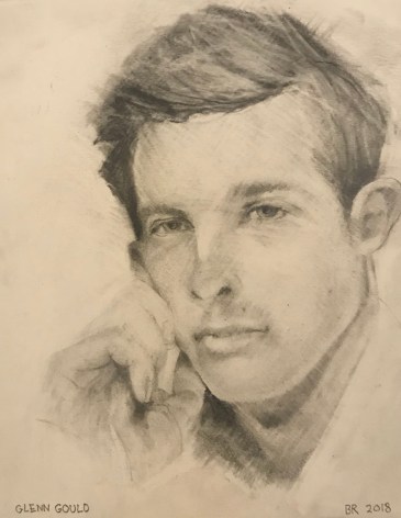 Brian Rutenberg, Glenn Gould, 2018, pencil on paper, 7 3/4 x 6 inches