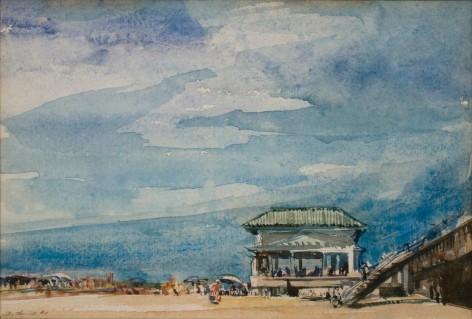 david levine, Untitled (Beach House), 1961, watercolor on paper, 4 3/4 x 6 3/4 inches