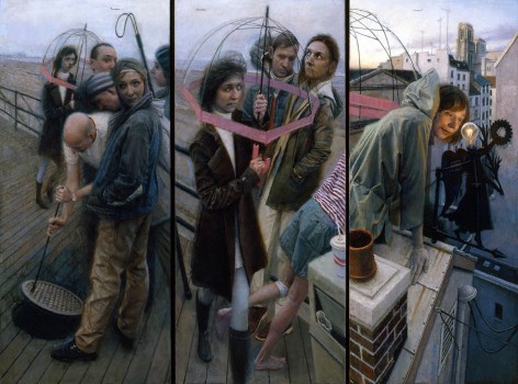 paul fenniak, Sleepwalker (triptych) [SOLD], 2011-2012, oil on canvas, triptych overall: 54 x 76 inches, each canvas: 54 x 24 inches