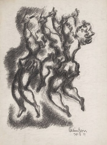 chaim gross,Three Acrobats, 1937, pencil on paper, 14 1/8 x 10 1/8 inches