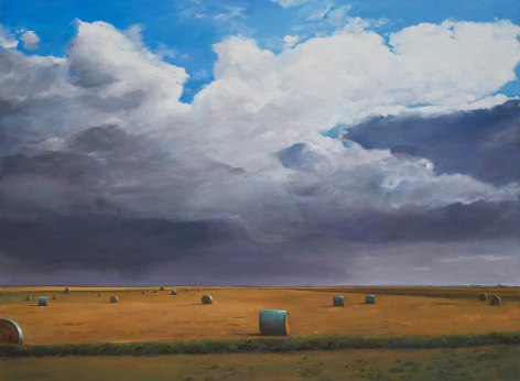 William Beckman, Bales #4, 2018, oil on canvas, 73 x 99 1/2 inches