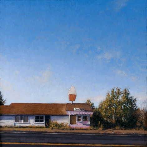 Linden Frederick, Dairy Dream (SOLD), 2008, oil on panel, 12 1/4 x 12 1/4 inches
