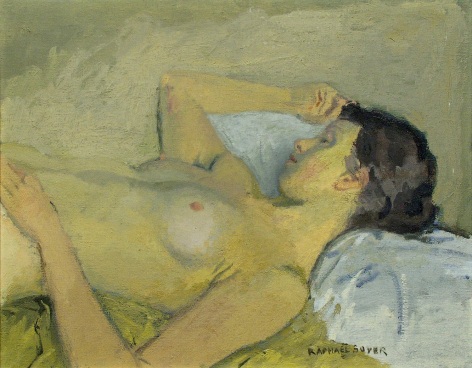 Raphael Soyer, Reclining Nude, oil on canvas, 16 x 20 inches