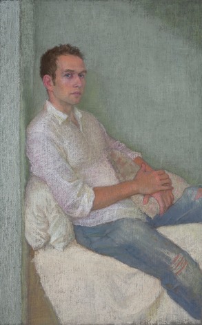 Ellen Eagle, Anastasio with Pillow, 2010, pastel on pumice board, 18 1/2 x 11 1/2 inches