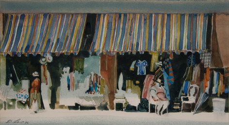 david levine, Coney Display, 1996 watercolor on paper 8 1/2 x 14 inches