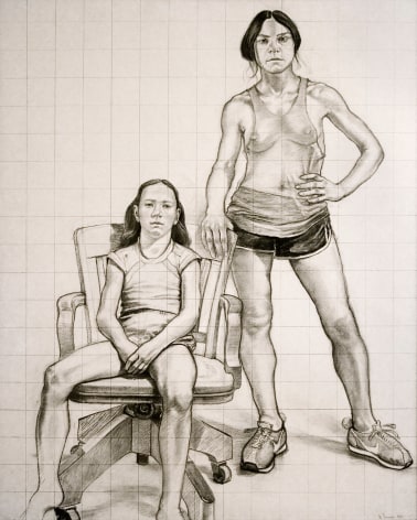 William Beckman Study for Diana and Deidra, 1979 charcoal on paper 61 x 49 inches