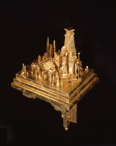 Holly Lane, The Well-Traveled Mind, 2006, gilded wood: basswood, composite gold leaf, 21 3/4 x 10 5/8 x 8 3/4 inches, Crate Dimensions: 39 x 20 x 23 inches, 69 lbs