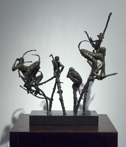 Laura Ziegler, Monkeys in Branches, 1980, Bronze, 12 3/4 x 13 1/4 x 4 inches, Edition unique