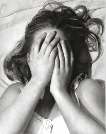 Clio Newton, Grace's Hands, 2019, compressed charcoal on paper, 51 x 39 3/8 inches, 54 x 42 1/2 x 2 inches
