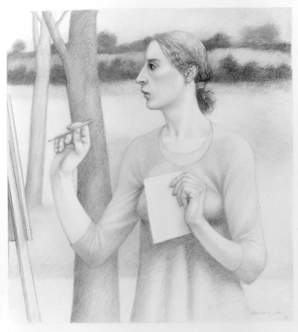 Alan Feltus, Writer in the Trees, 2004, pencil on Strathmore paper, 20 x 18 inches