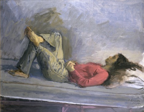 Raphael Soyer, Girl in Red Sweater and Jeans, 1974, oil on canvas, 22 x 28 inches