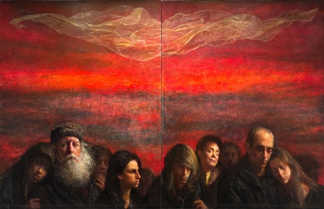 Steven Assael Homebound, 2023 oil on canvas mounted on board 60 x 96 inches