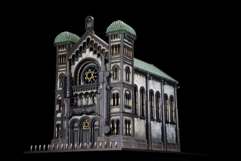 Al Farrow, Synagogue V (After the great Synagogue of Brussels), 2012, guns, gun parts, steel, bullets, shell casings, lead shot, glass, 31 &frac12; x 26 x 42 &frac12; inches