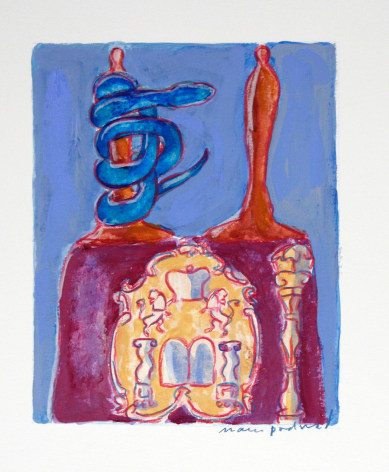 mark podwal, Good and Evil, 2008, acrylic, gouache and colored pencil on paper, 7 1/2 x 5 3/4 inches