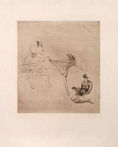 Pablo Picasso Salom&eacute;, 1905 (between summer and the end of the year, Paris) drypoint printed on Arches paper 15 7/8 x 13 3/4 inches (image) 25 3/8 x 19 3/8 inches (sheet) One of a few impressions before steel facing, of the third (final) state, from the Suite des Saltimbanques