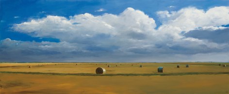 William Beckman, Bales #2 (SOLD), 2016, oil on panel, 24 x 59 inches