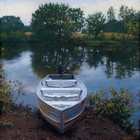 Linden Frederick, Outboard (SOLD), 2008, oil on panel, 12 1/4 x 12 1/4 inches