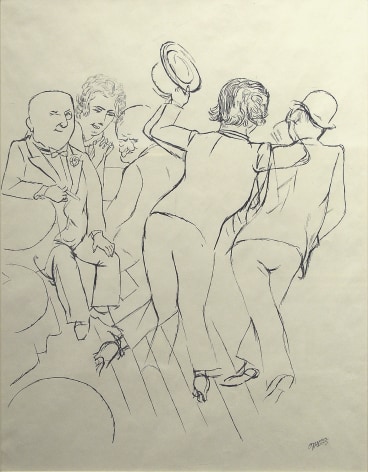 George Grosz, At the Party, 1926, ink on paper, 23 5/8 x 18 1/4 inches