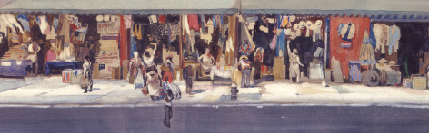 david levine, Delancey at Coney, 1986 watercolor on paper 7 1/2 x 22 1/2 inches, Private collection, West Orange, NJ