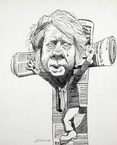 David Levine, Jimmy Carter- Crucifix, 1979, ink on paper, 13 x 11 inches