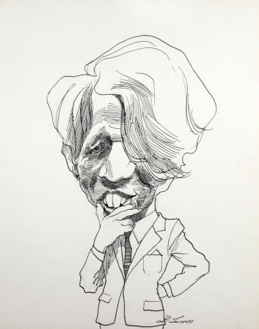 David Levine, Bobby Kennedy, 1988, ink on paper, 14 x 11 inches