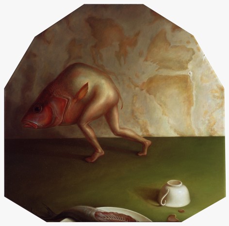 Wade Schuman, Gluttony, 1989-90, oil on linen on panel, 36 x 36 inches