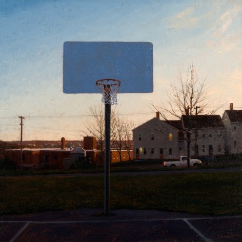 Linden Frederick, Hoops (SOLD), 2007, oil on panel, 12 1/4 x 12 1/4 inches