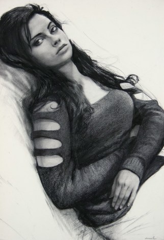 Steven Assael, Girl with Arms Crossed, 2010, graphite and crayon on paper, 15 x 10 1/4 inches