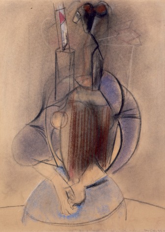 Max Weber, Woman with Clasped Hands, 1955, pastel on paper, 24 x 18 inches