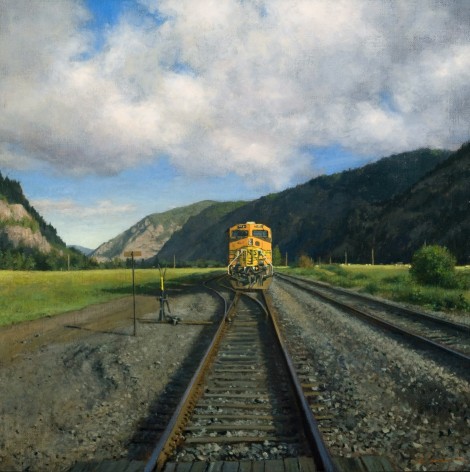 Linden Frederick, Coal Train (SOLD), 2007, oil on panel, 12 1/4 x 12 1/4 inches